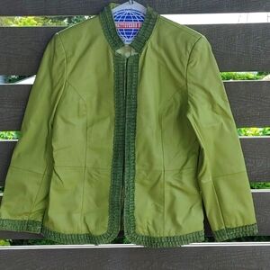 Guillaume 100% Leather jacket blazer green size S‎